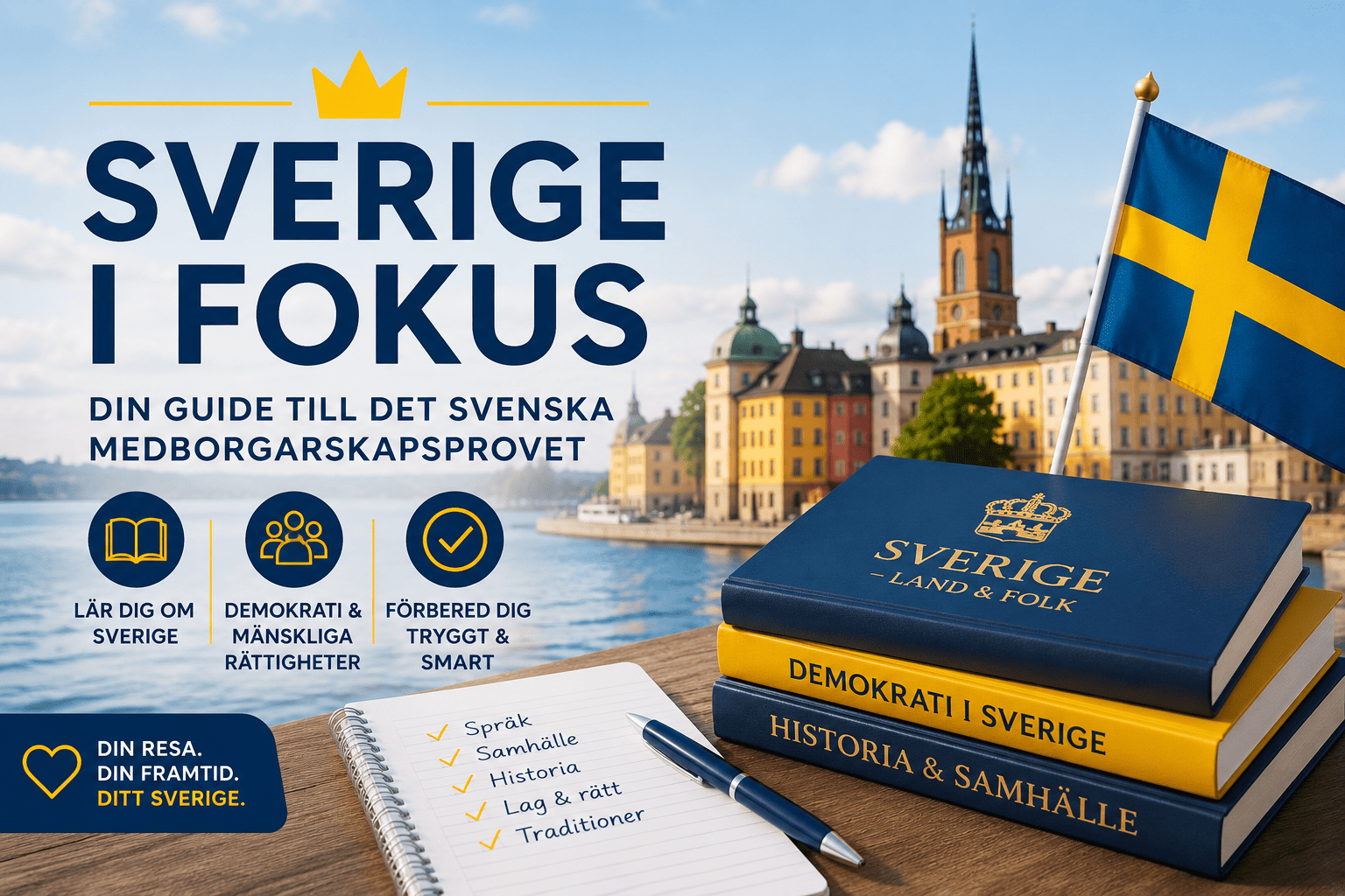 Sverige i fokus — the official UHR study book for Sweden's citizenship test